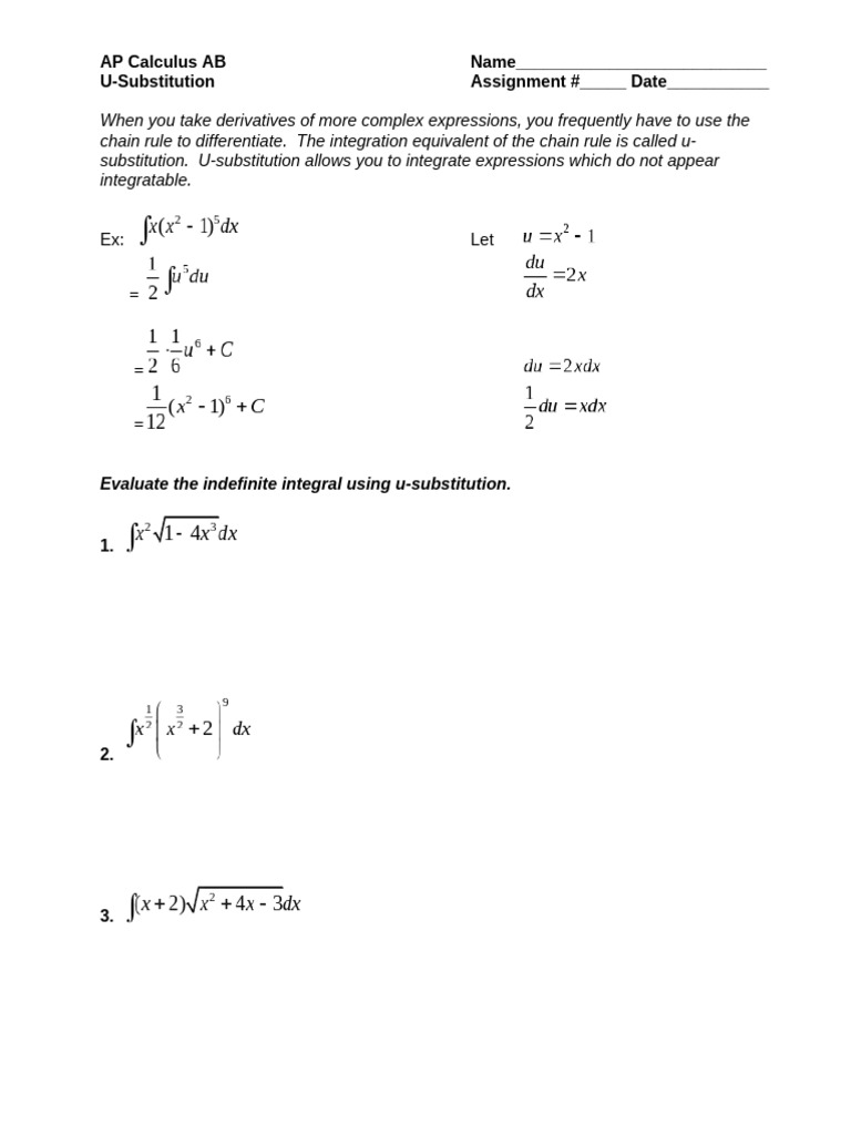 U-Substitution in Calculus Integration | PDF