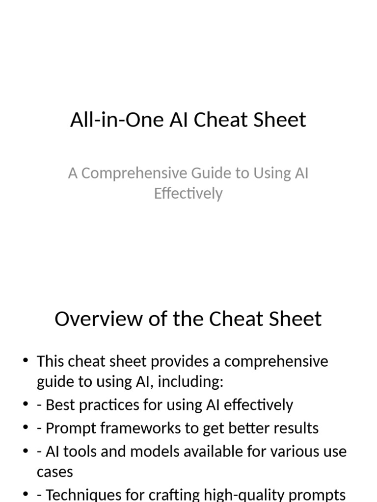 All-in-One AI Cheat Sheet Guide | PDF