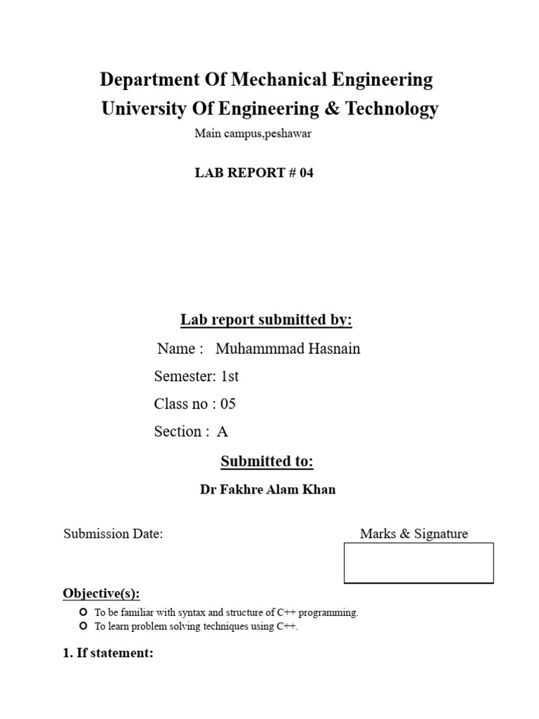 C++ Programming Lab Report 04 | PDF | C++ | Namespace