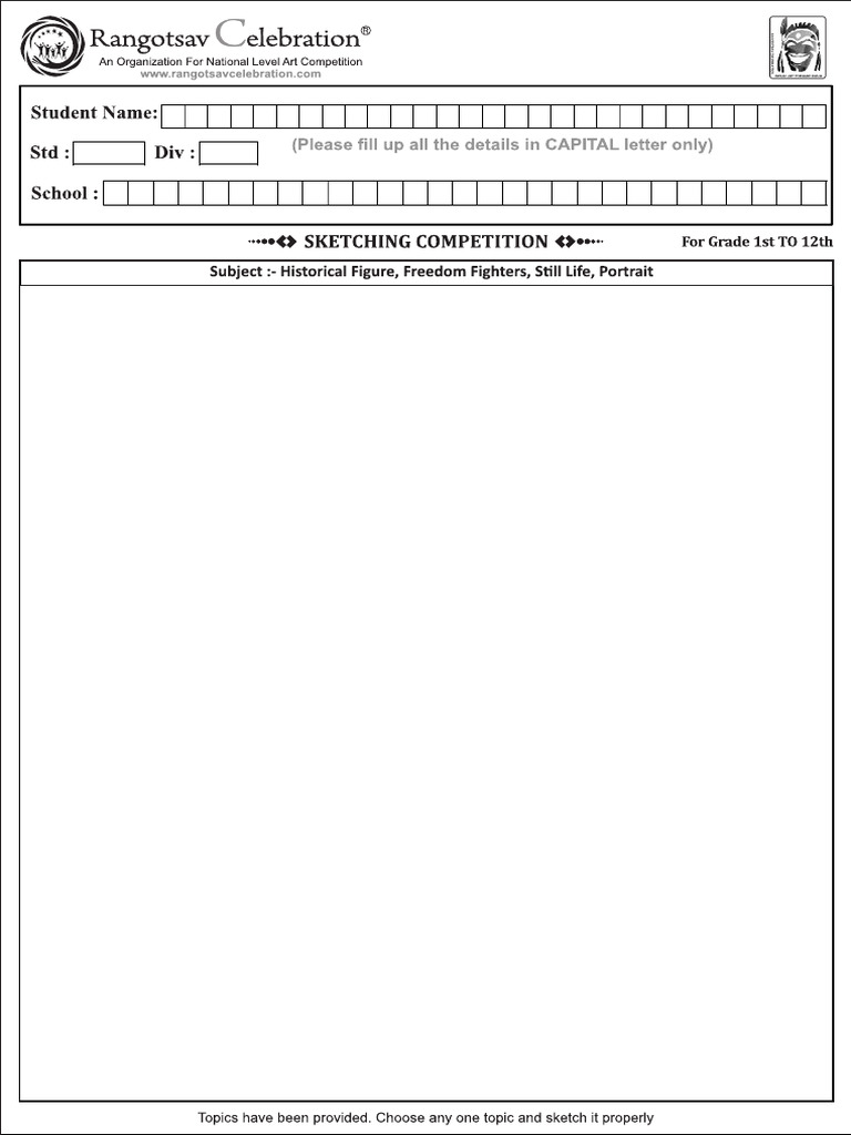 Sketching 1 12 Rangotsav 2025 26 | PDF