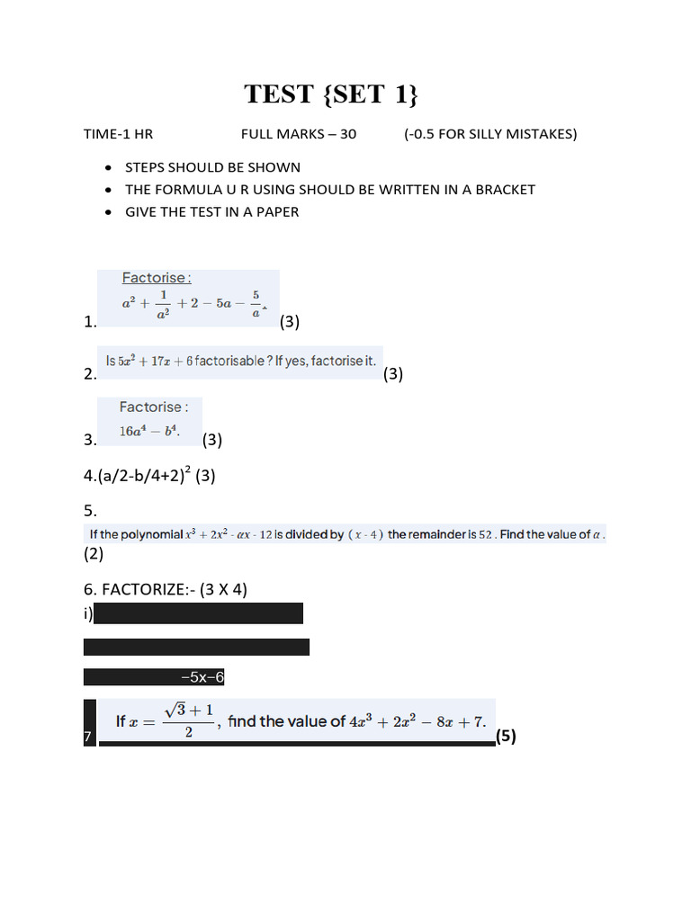 Math Test Sets with Solutions | PDF