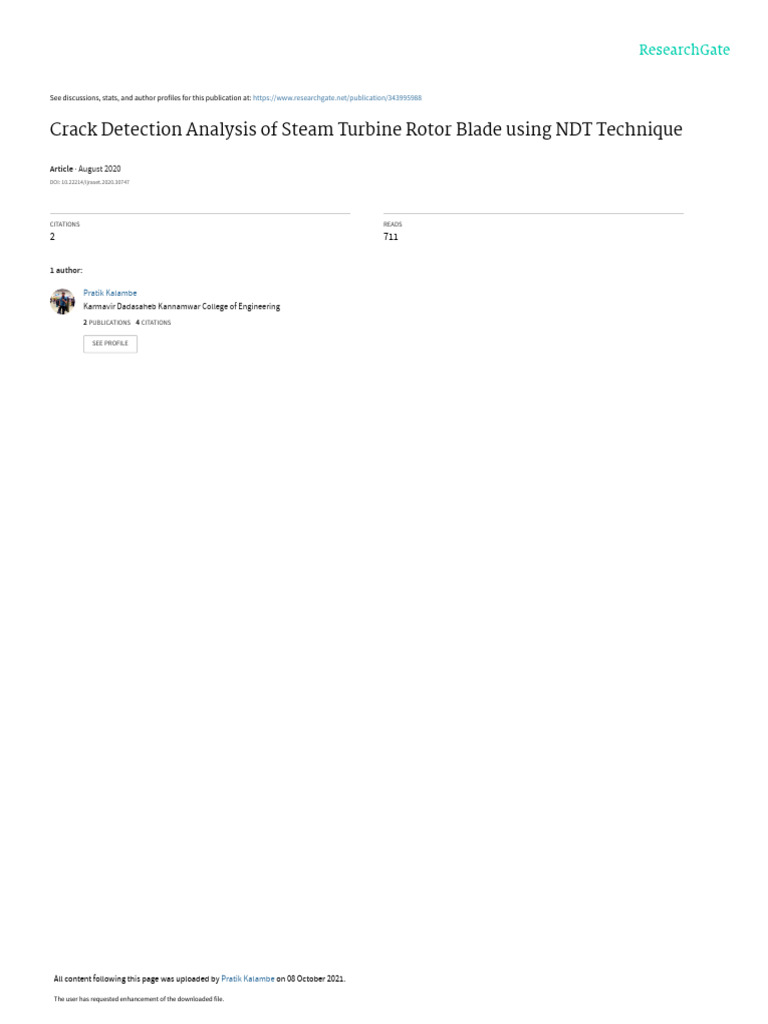 Steam Turbine Blade Crack Detection NDT | PDF | Turbine | Applied And ...