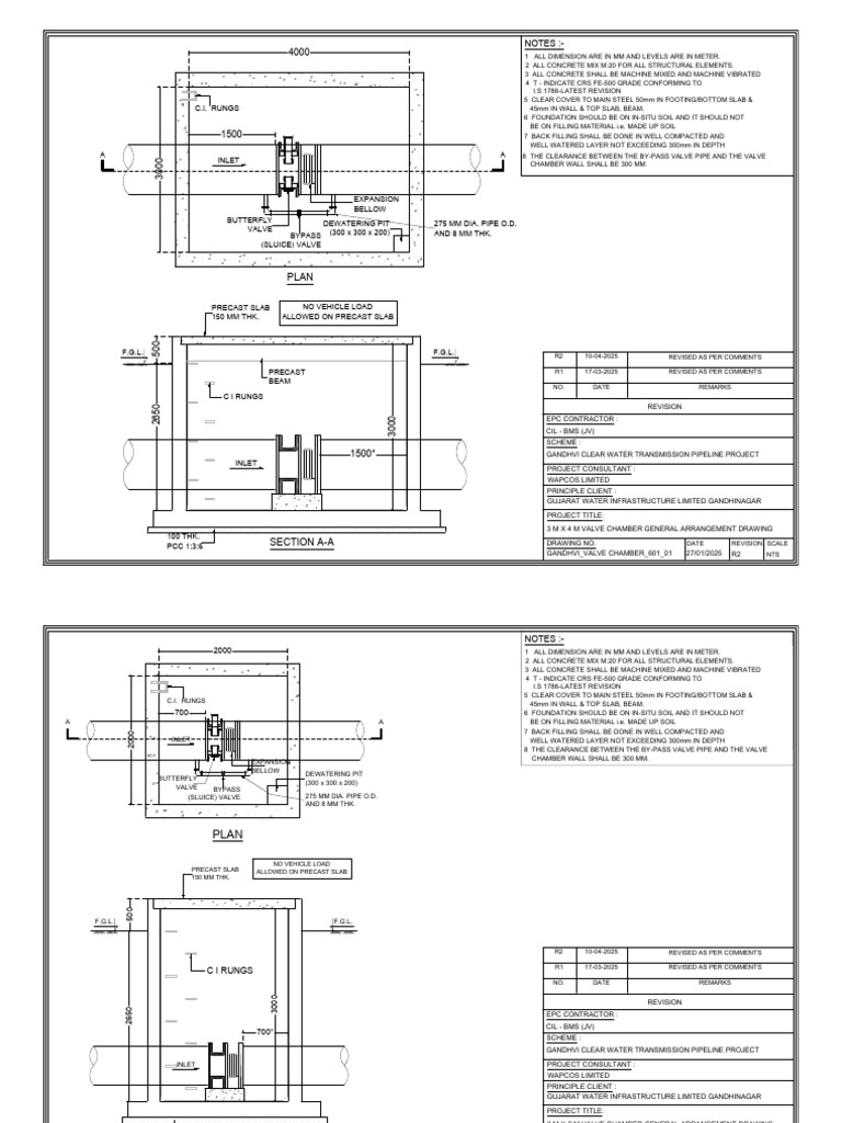Valve Chamber General Arrangement Drawings | PDF | Precast Concrete ...