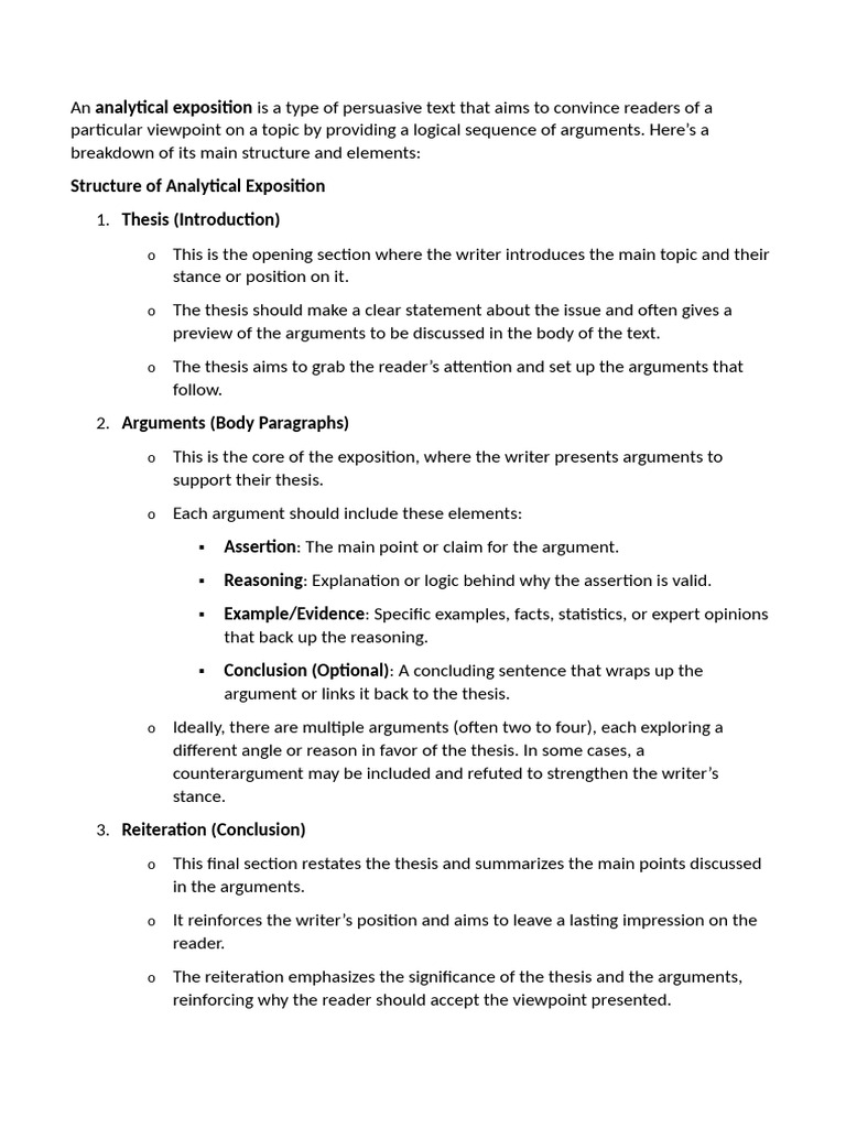 Understanding Analytical Exposition | PDF | Argument | Reason