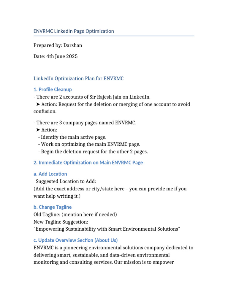 ENVRMC LinkedIn Optimization Guide | PDF