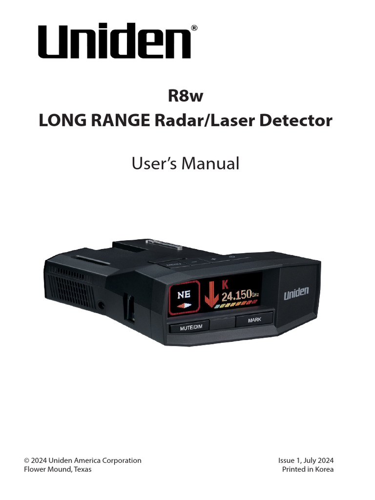 Uniden R8w Radar Detector Manual | PDF | Menu (Computing) | Color