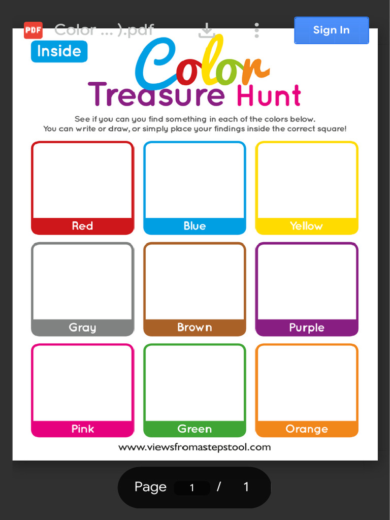 Color Treasure Hunt Activity Guide | PDF