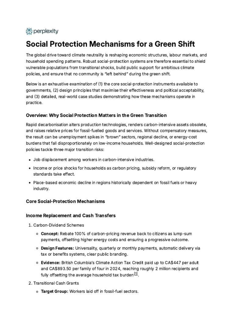 Social Protection for Climate Transition | PDF | Social Protection ...