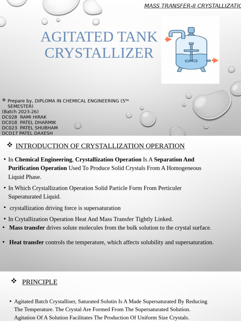 Agitated Tank Crystallizer Overview | PDF | Crystallization | Chemistry