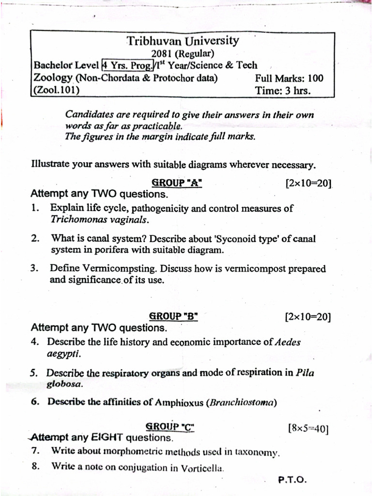 BSC 1st Year Question Papers 2081 | PDF