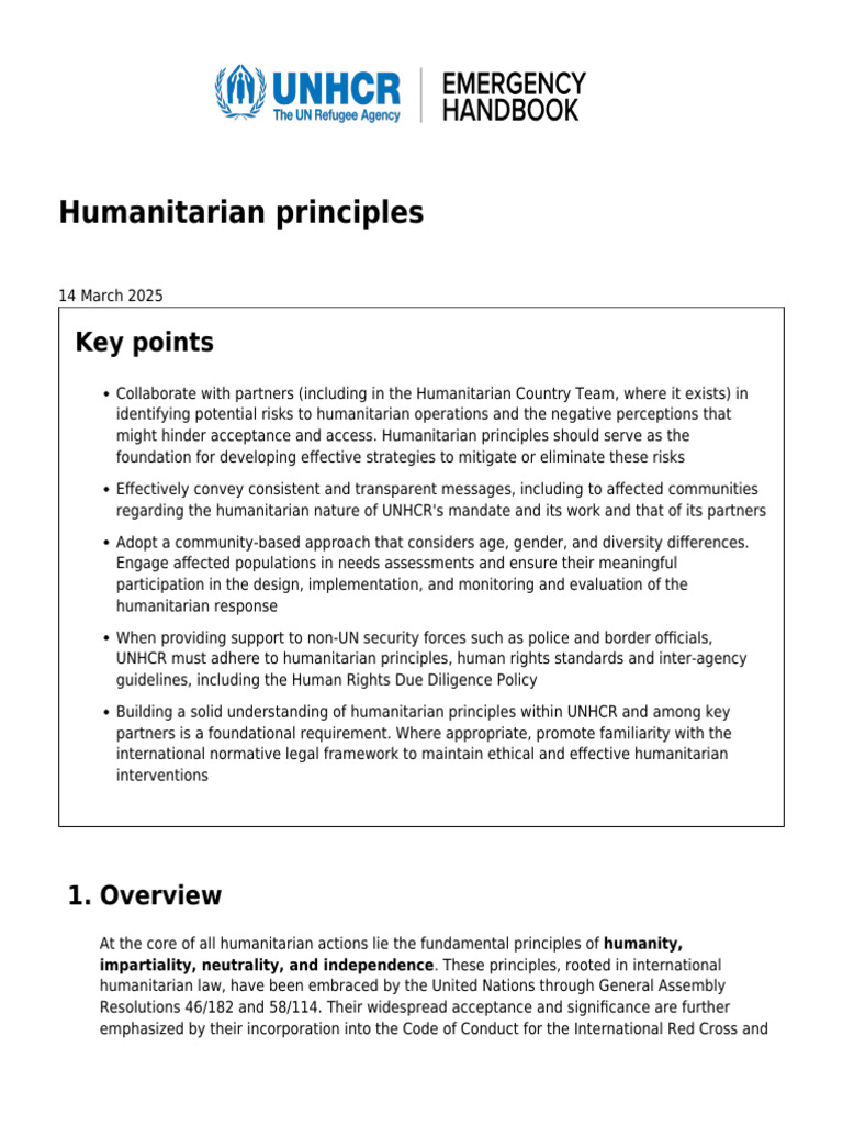 Understanding Humanitarian Principles | PDF | Humanitarian Aid | United ...