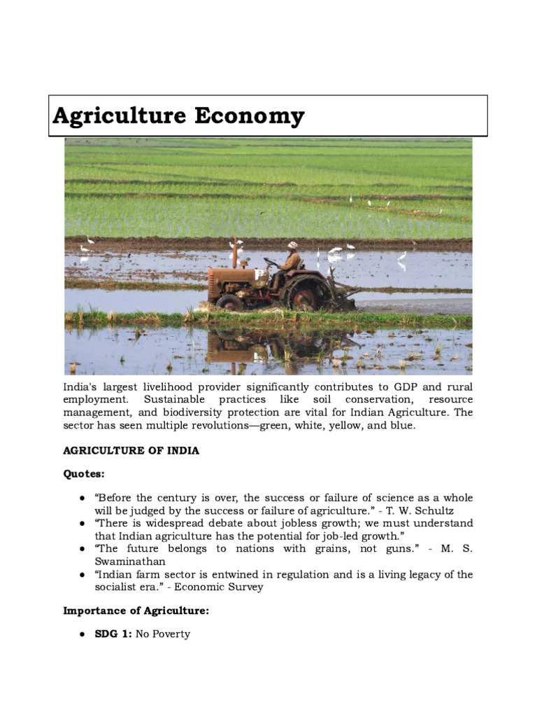 India's Agriculture Economy Overview | PDF | Agriculture | Green Revolution