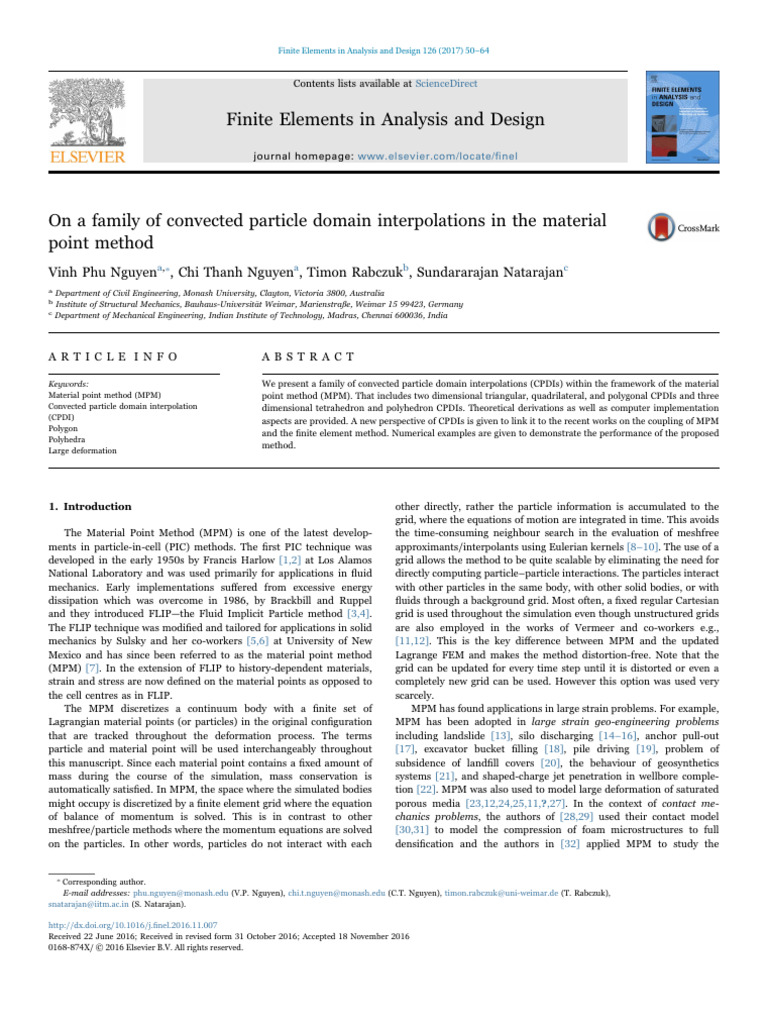 On A Family of Convected Particle Domain Interpolations in The Material ...