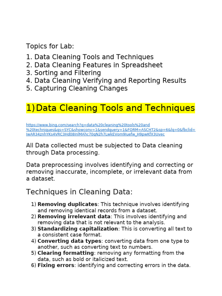 Essential Data Cleaning Techniques Guide | PDF | Data | Data Analysis