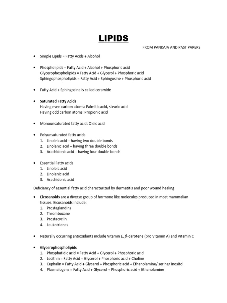 Overview of Lipids and Their Functions | PDF | Lipid | Fatty Acid