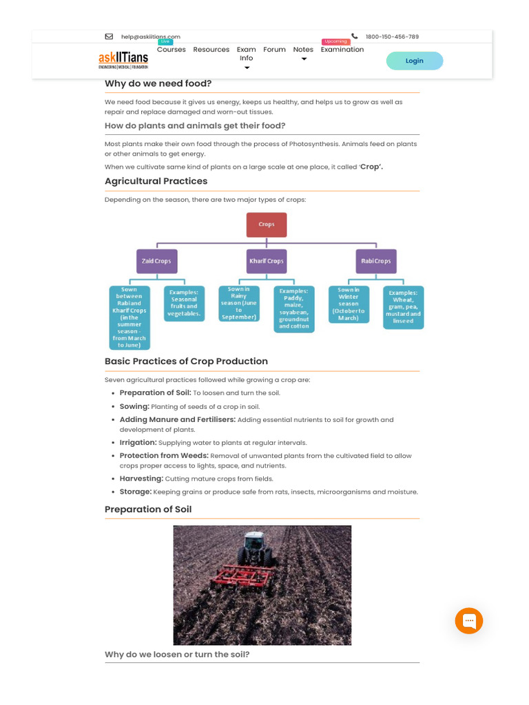 Class 8 Notes on Crop Production | PDF | Soil | Fertilizer
