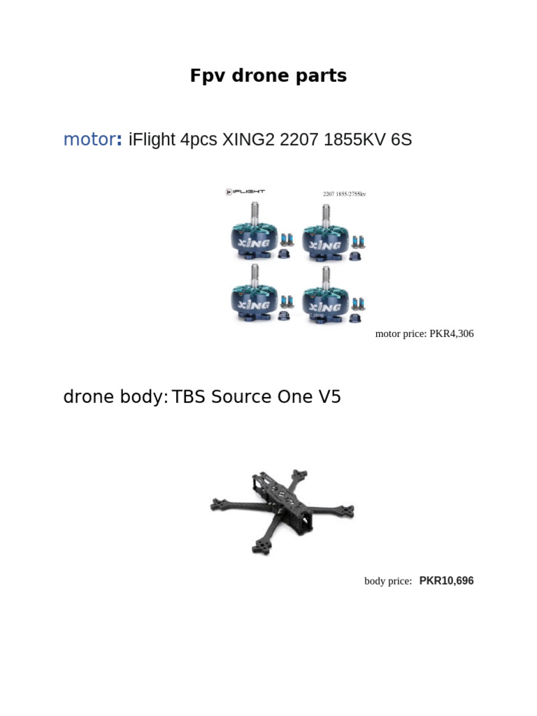 FPV Drone Parts and Prices List | PDF