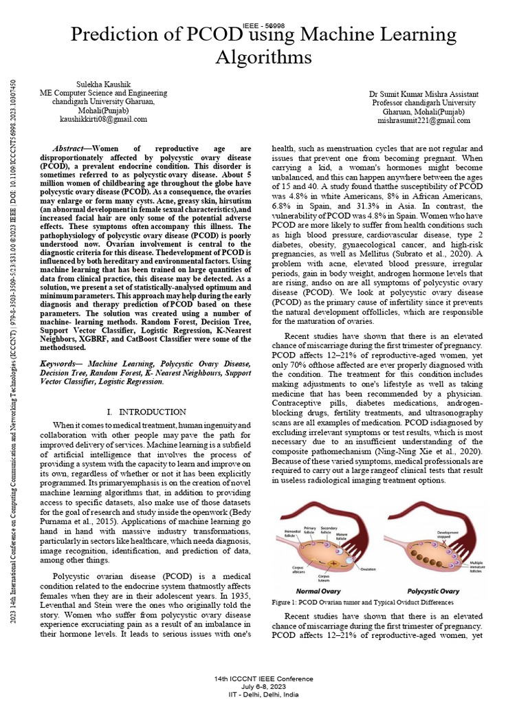 PCOD Prediction Using Machine Learning | PDF | Polycystic Ovary ...
