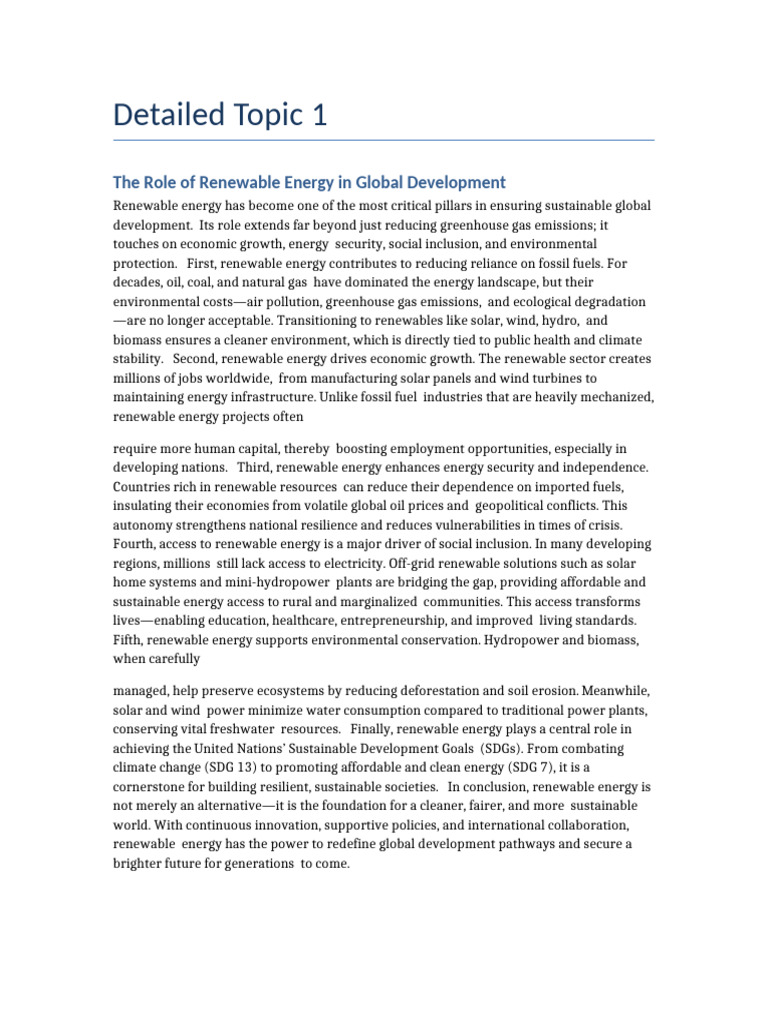 Renewable Energy's Impact on Global Development | PDF | Renewable ...
