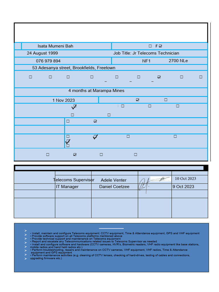 New Personnel Requisition Form-Mml HR Isata Mumeni Bah - JR Telecoms ...
