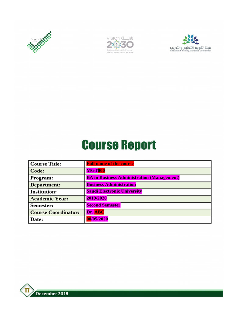 Course Evaluation Report: MGT000 | PDF | Learning | Education Theory