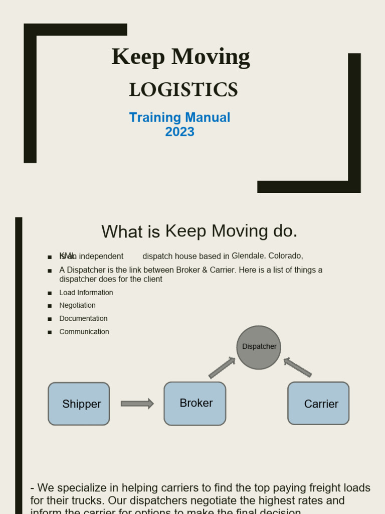 Keep Moving Logistics Training Manual | PDF | Cargo | Truck