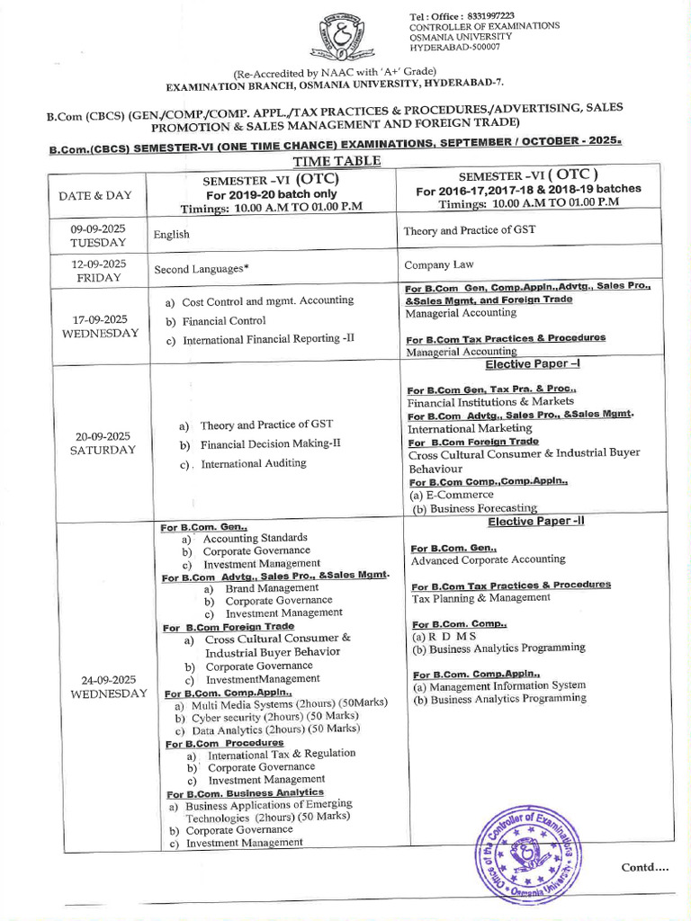 Timetable | PDF