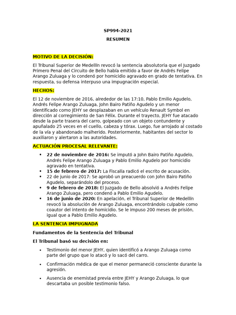 SP994 Resumen COAUTORIA | PDF | Sentencia (ley) | Crímenes