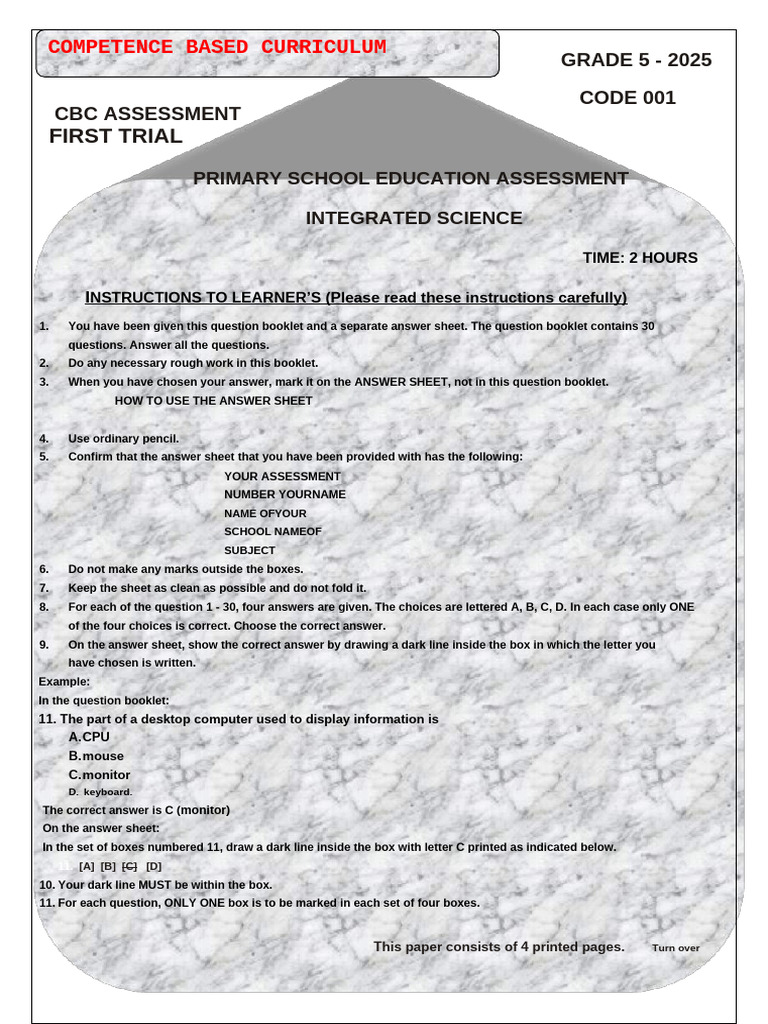 Grade 5 Integrated Science Assessment | PDF | Soil | Agriculture
