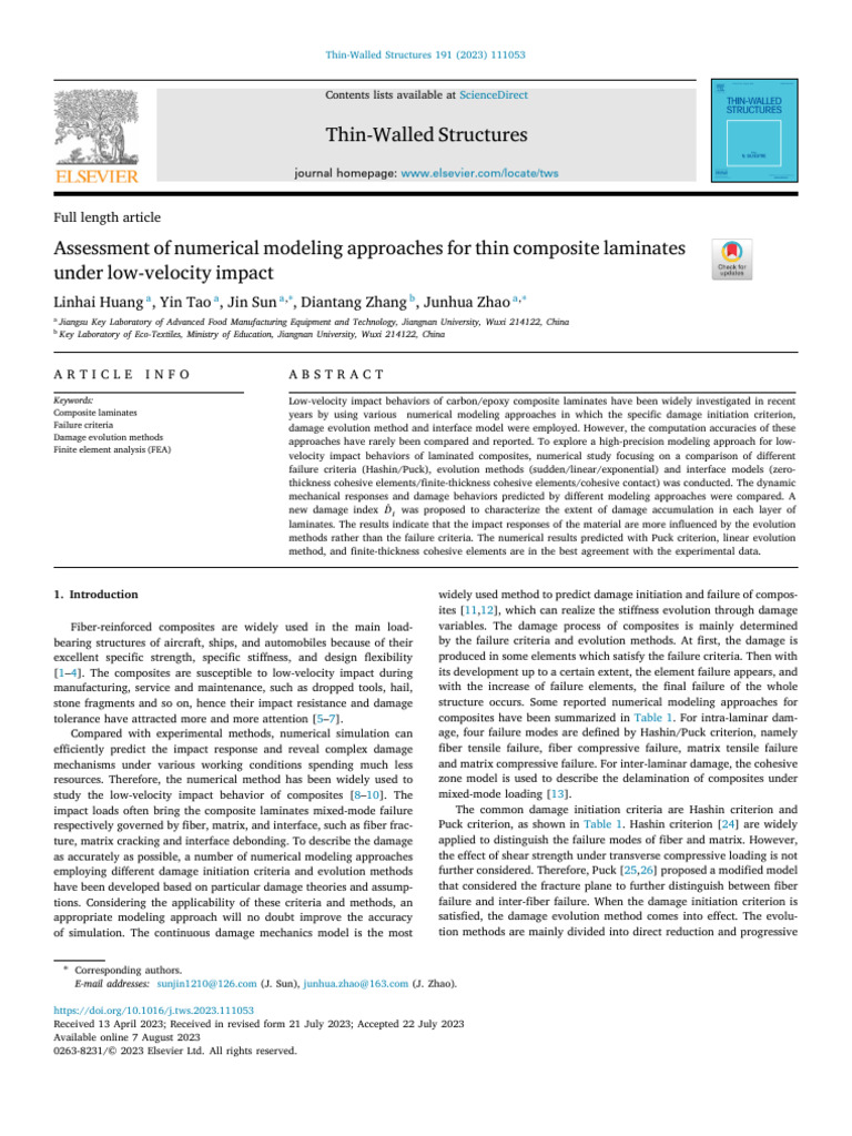 Numerical Modeling of Composite Impact | PDF | Composite Material ...