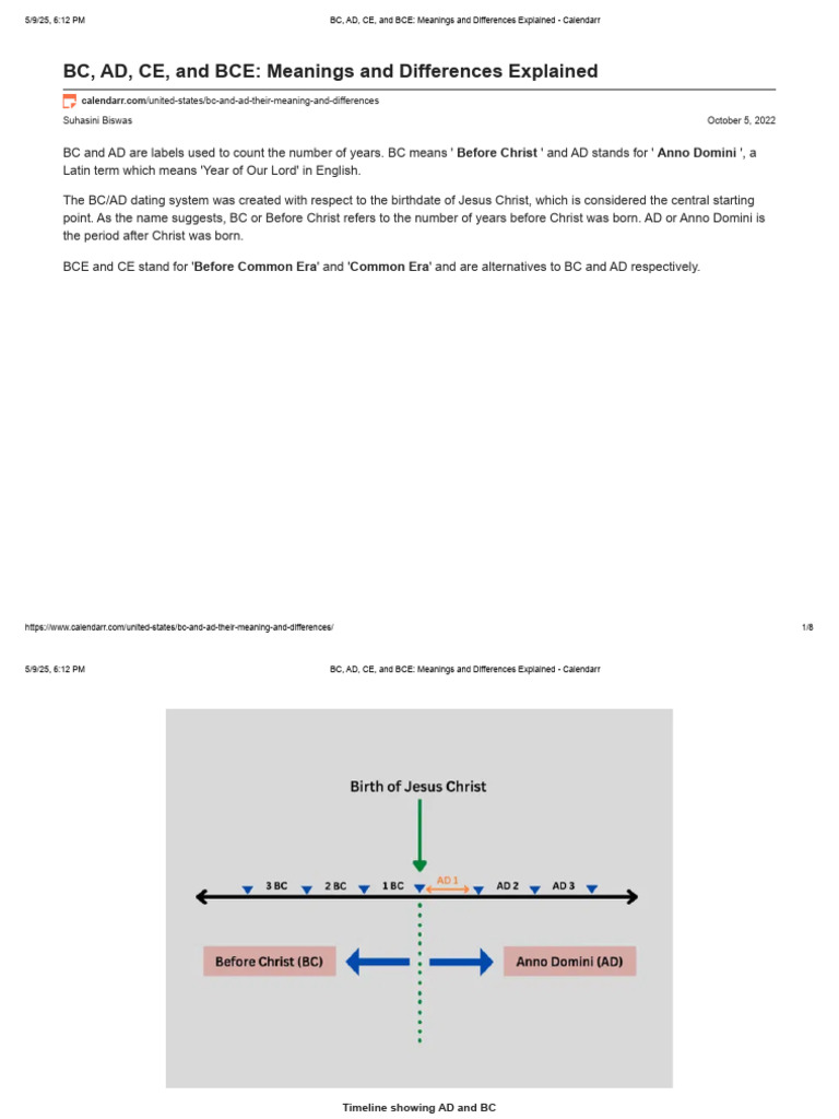 Understanding BC, AD, CE, and BCE | PDF | Anno Domini | Common Era