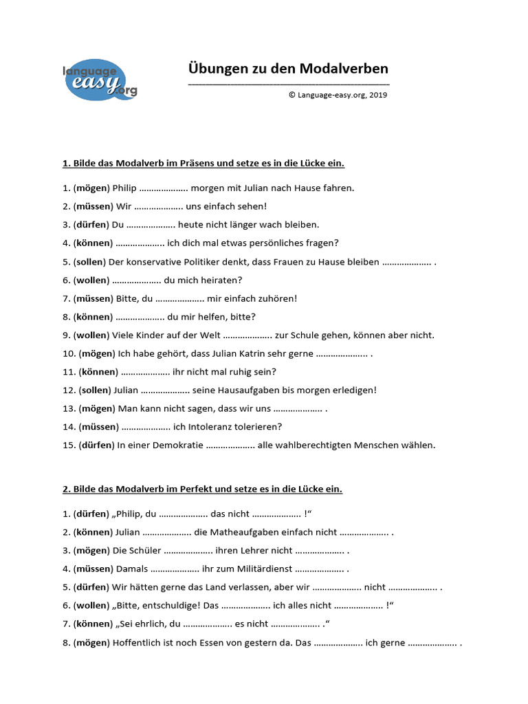 Übungen Modalverben | PDF