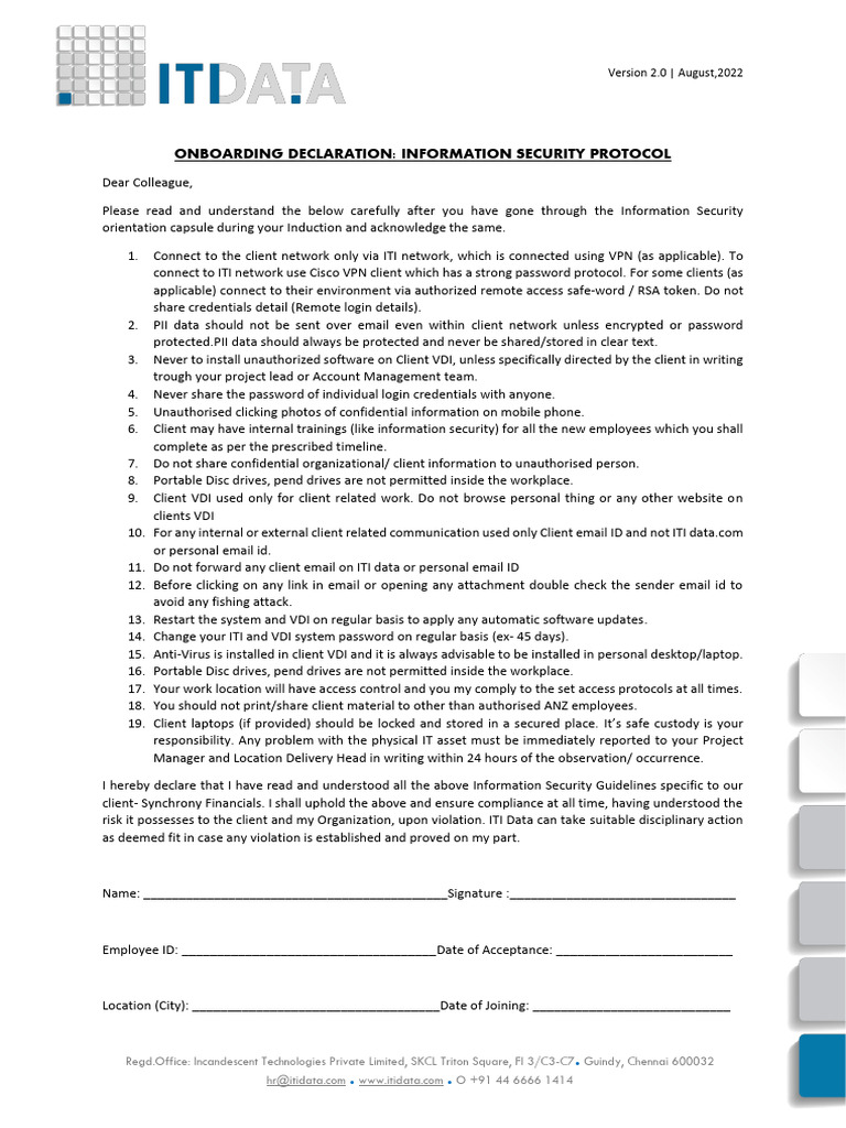 Information Security Declaration-2023 | PDF | Information Security ...