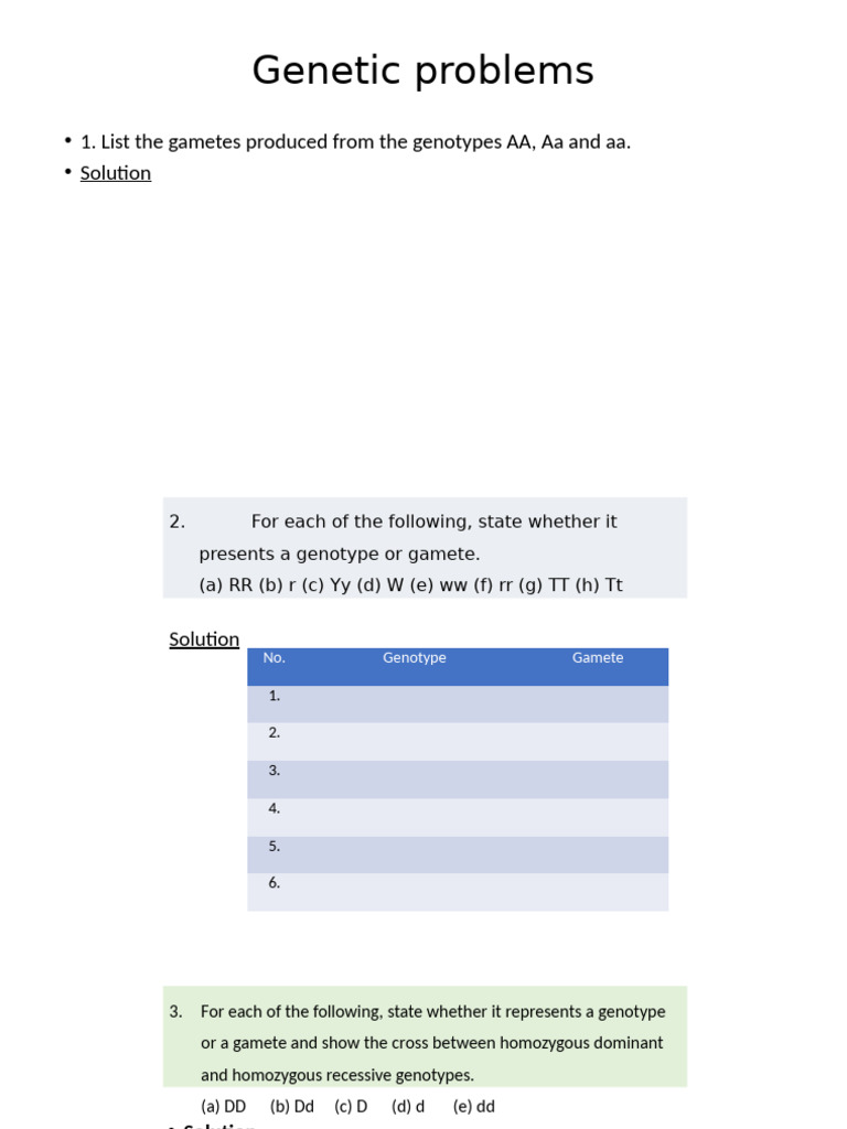 Understanding Genetic Problems and Solutions | PDF | Genotype ...