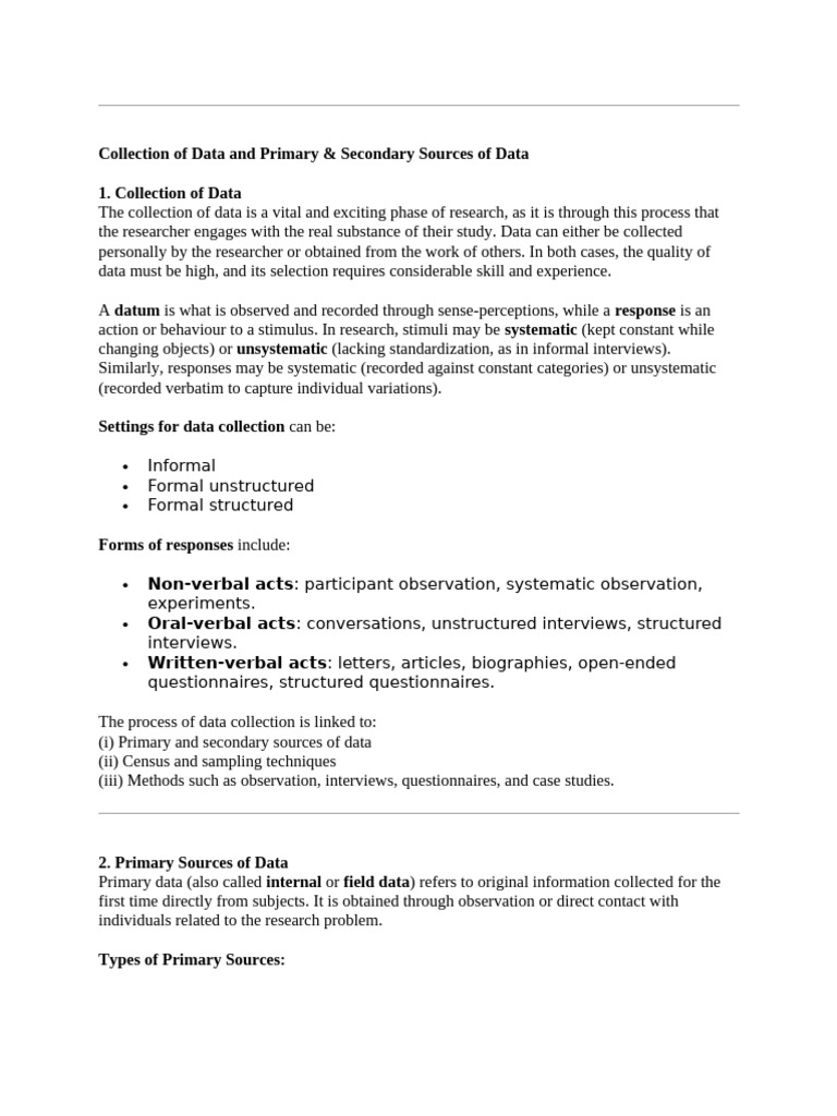Data Collection: Primary & Secondary Sources | PDF | Data | Science