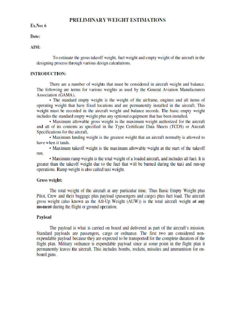 Unit 2 Weight Estimation | PDF