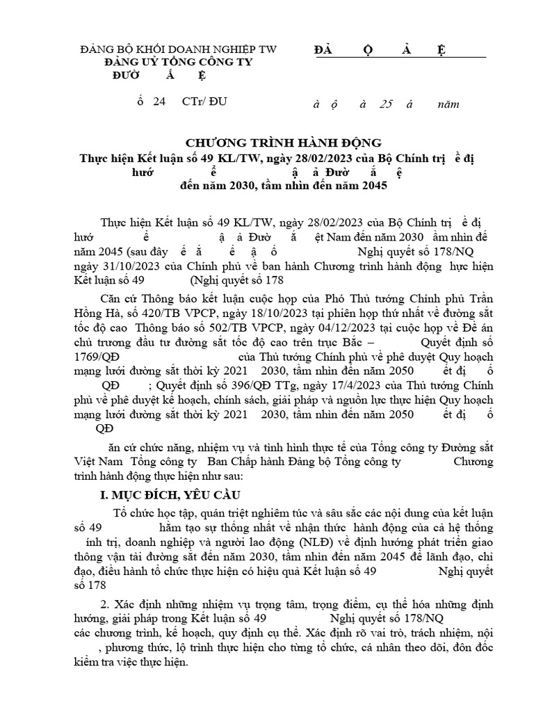 Ctrinh HĐ của VNR về đường sắt đến2030-2045 | PDF