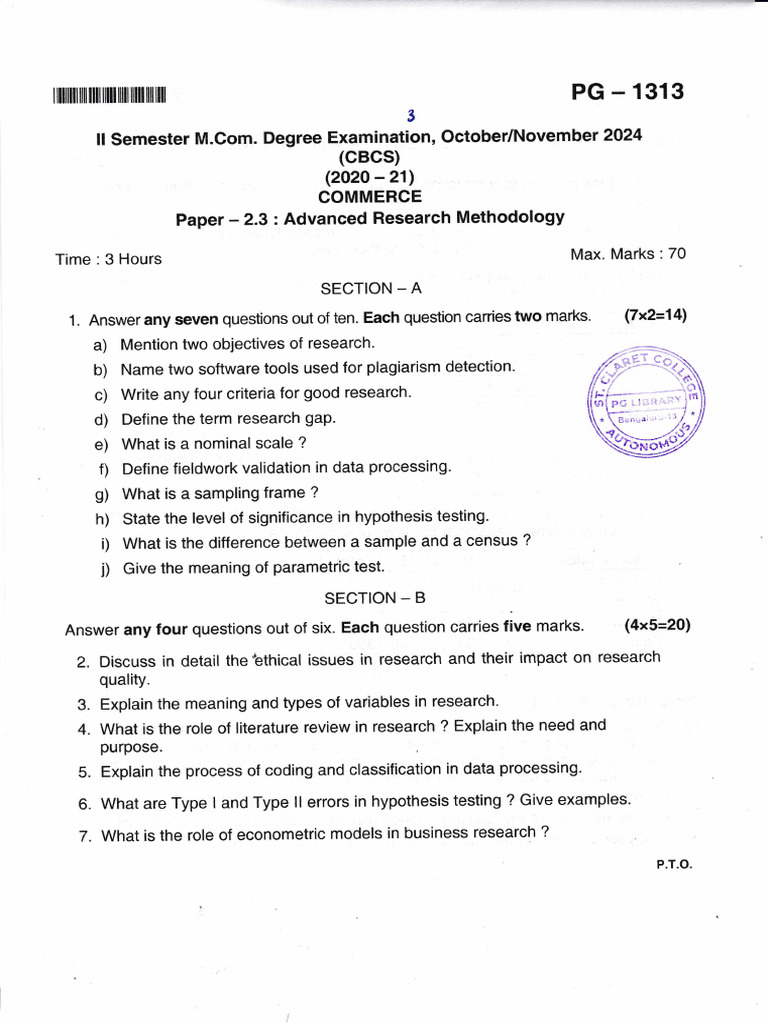 Advanced Research Methodology Exam Guide | PDF | Inquiry | Science