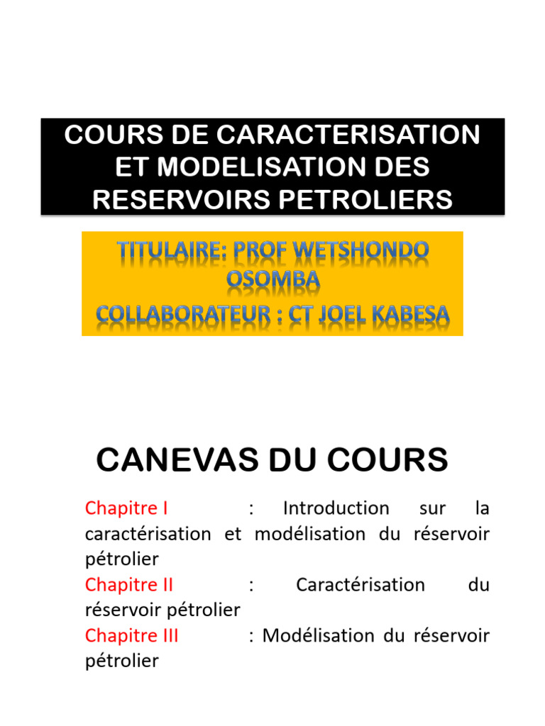 Caractérisation et Modélisation Pétrolière | PDF | Lac de barrage ...