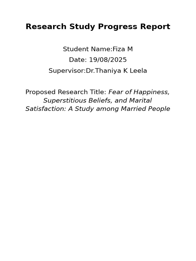 Research Study Progress Report | PDF | Happiness | Fear