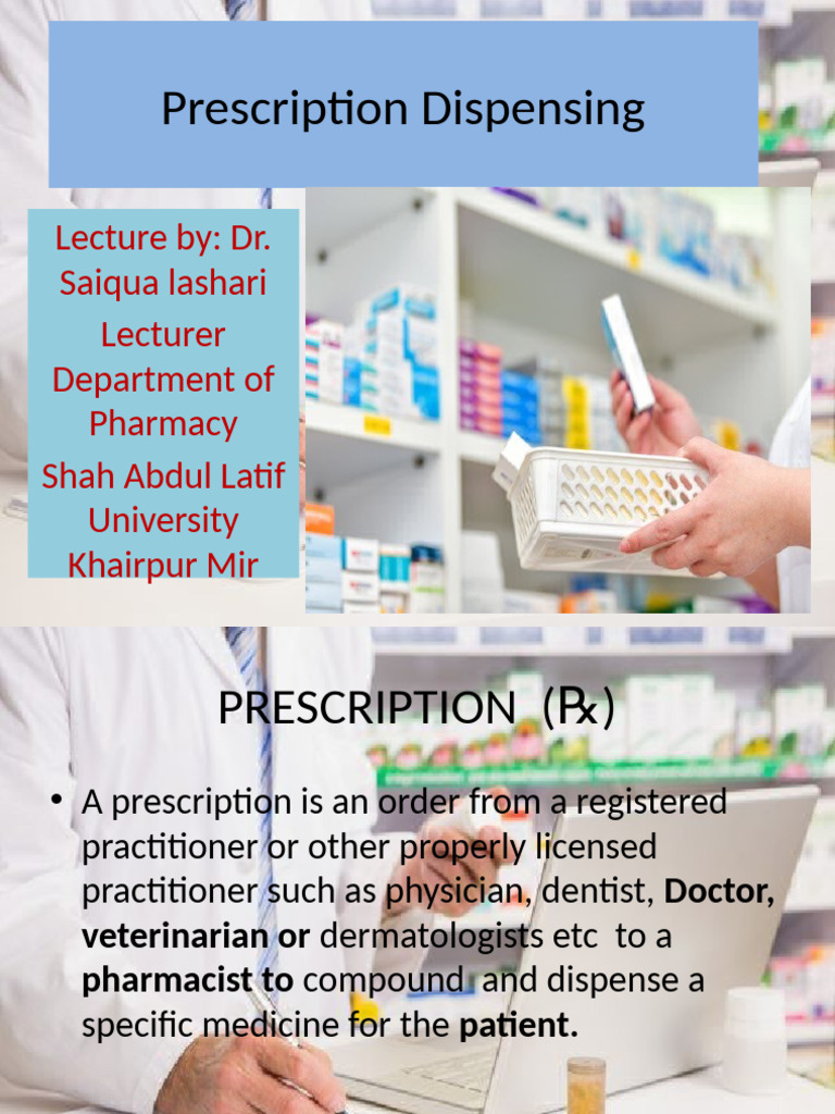 Pharmacy Prescription Dispensing Process | PDF | Medical Prescription ...