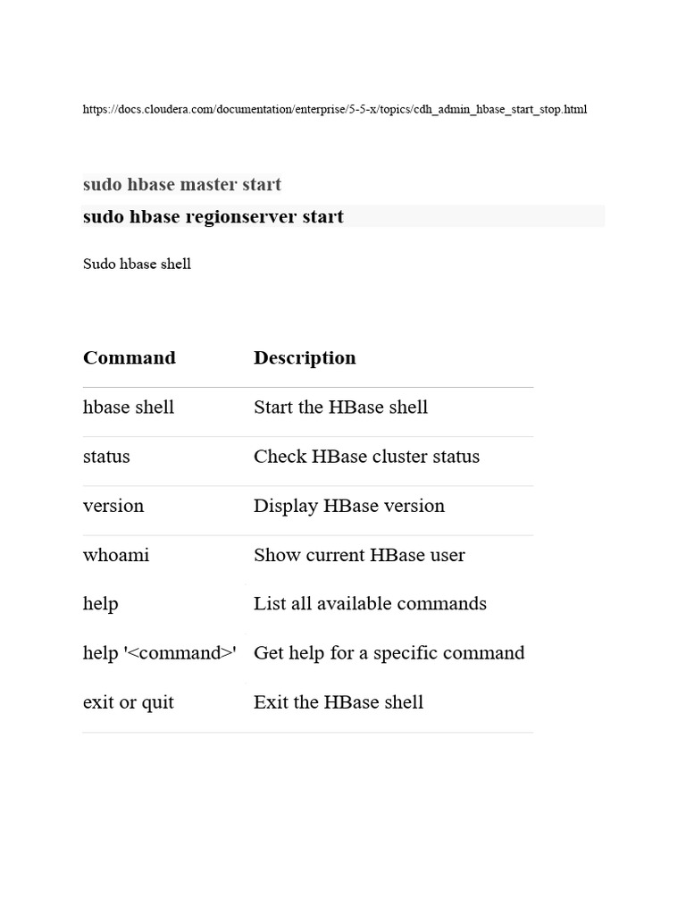 HBase Shell Command Guide | PDF | Software Engineering | Computer Science