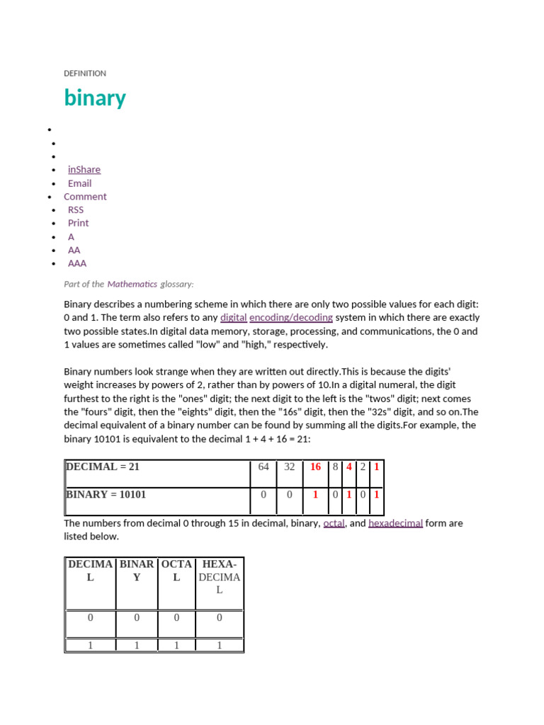 Understanding Binary Numbers and Operations | PDF | Numbers ...