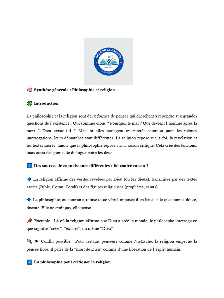 Philosophie et Religion : Foi vs Raison | PDF | Dieu | Raison
