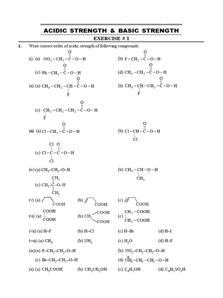 Acidic Strength-Basic Strength | PDF | Amine | Chemical Substances