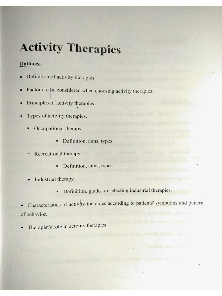 Activity Therapies | PDF