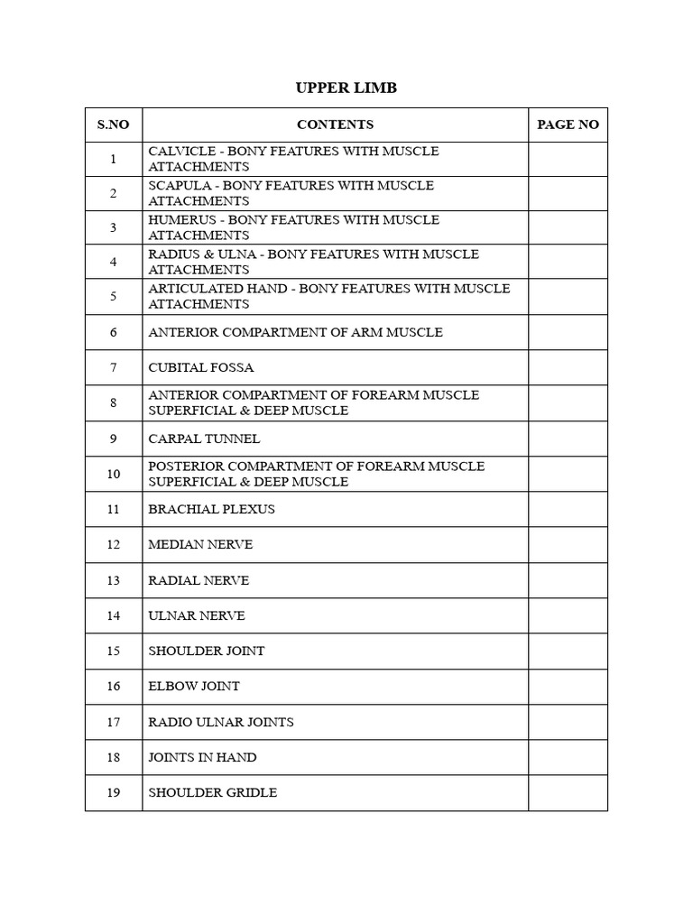 Anatomy Table | PDF