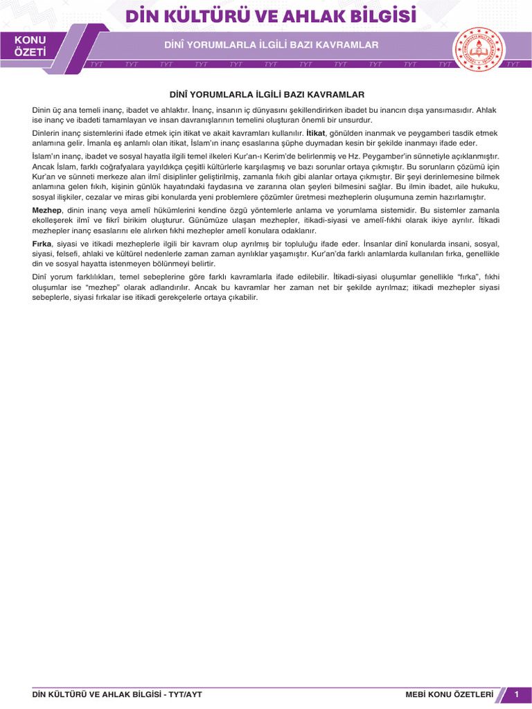 Dinî Yorumlarla Ilgili Bazi Kavramlar | PDF