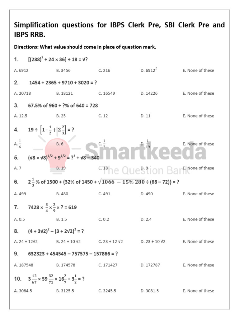 Simplification Questions for IBPS Clerk | PDF | Chess | Chess Openings