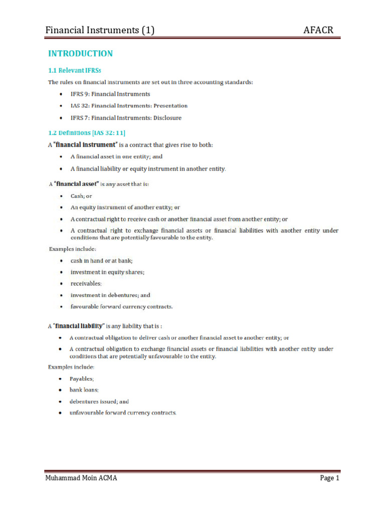 Financial Instruments (1) Afacr | PDF